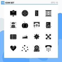 Modern Set of 16 Solid Glyphs Pictograph of learning electromagnetic navigation electricity charge Editable Vector Design Elements