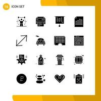 Set of 16 Modern UI Icons Symbols Signs for sheet record education file sale Editable Vector Design Elements