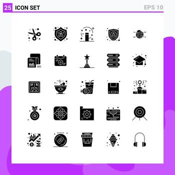 Pack of 25 Modern Solid Glyphs Signs and Symbols for Web Print Media such as chart personal user encryption transformation Editable Vector Design Elements