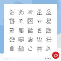 Set of 25 Commercial Lines pack for human avatar video pen freeform Editable Vector Design Elements