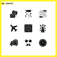 Mobile Interface Solid Glyph Set of 9 Pictograms of love speaker sata design travel Editable Vector Design Elements