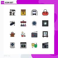 conjunto de 16 iconos de ui modernos símbolos signos para cuchillo de grupo bolsa de camping de metro elementos de diseño de vectores creativos editables