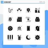 16 Creative Icons Modern Signs and Symbols of card celebration design music candle Editable Vector Design Elements