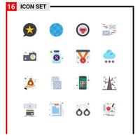 Universal Icon Symbols Group of 16 Modern Flat Colors of image message biology marketing email Editable Pack of Creative Vector Design Elements