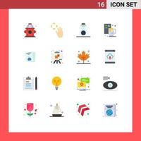 Set of 16 Modern UI Icons Symbols Signs for pass card mass weapon id coffee Editable Pack of Creative Vector Design Elements