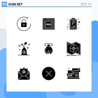 9 User Interface Solid Glyph Pack of modern Signs and Symbols of direction ladybird interface bug investment Editable Vector Design Elements