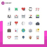 Editable Vector Line Pack of 25 Simple Flat Colors of marketing connection direction communication heart Editable Vector Design Elements