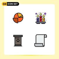 4 Universal Filledline Flat Colors Set for Web and Mobile Applications analytics podia graph spa presentation Editable Vector Design Elements