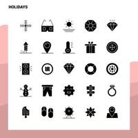 conjunto de iconos de 25 días festivos plantilla de ilustración de vector de icono de glifo sólido para ideas web y móviles para empresa comercial