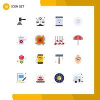 Pack of 16 Modern Flat Colors Signs and Symbols for Web Print Media such as file smartphone chemistry phone internet Editable Pack of Creative Vector Design Elements