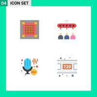 Pack of 4 Modern Flat Icons Signs and Symbols for Web Print Media such as creative mic graphic network professional Editable Vector Design Elements