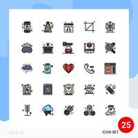 conjunto de 25 iconos de interfaz de usuario modernos signos de símbolos para elementos de diseño de vector editables de pantalla de herramienta web de ferris de rueda