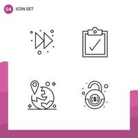 4 Creative Icons Modern Signs and Symbols of arrow navigation complete location financial Editable Vector Design Elements