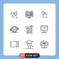 9 User Interface Outline Pack of modern Signs and Symbols of city counter gestures clockwise backup Editable Vector Design Elements