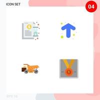 conjunto de 4 iconos de interfaz de usuario modernos signos de símbolos para flechas de notificación de camiones de contrato transporte elementos de diseño de vectores editables