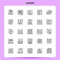 OutLine 25 Learning Icon set Vector Line Style Design Black Icons Set Linear pictogram pack Web and Mobile Business ideas design Vector Illustration