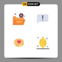 Pictogram Set of 4 Simple Flat Icons of bug favorite security error love Editable Vector Design Elements
