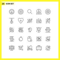 Pack of 25 Modern Lines Signs and Symbols for Web Print Media such as disease webcam target surveillance ui Editable Vector Design Elements