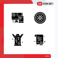 Pictogram Set of 4 Simple Solid Glyphs of computer medical education entomology degree Editable Vector Design Elements