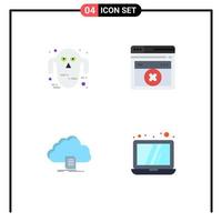 Modern Set of 4 Flat Icons and symbols such as ghost document scary errortechnology download Editable Vector Design Elements