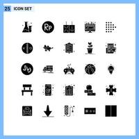 Group of 25 Solid Glyphs Signs and Symbols for doll dotted reverse right presentation Editable Vector Design Elements