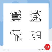 Stock Vector Icon Pack of 4 Line Signs and Symbols for box investment product business help Editable Vector Design Elements