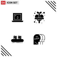 Modern Set of 4 Solid Glyphs Pictograph of web conveyor heart add line Editable Vector Design Elements