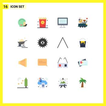 16 Universal Flat Color Signs Symbols of science car party problem encryption Editable Pack of Creative Vector Design Elements