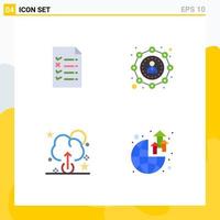 4 Creative Icons Modern Signs and Symbols of document global affiliate user world Editable Vector Design Elements
