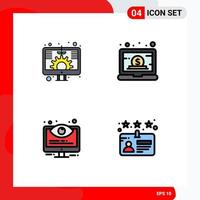 Set of 4 Modern UI Icons Symbols Signs for digital configuration screen laptop monitoring Editable Vector Design Elements