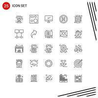 Modern Set of 25 Lines Pictograph of smart watch board computer sign pc Editable Vector Design Elements