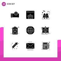 9 Universal Solid Glyph Signs Symbols of font creative growth park nature Editable Vector Design Elements