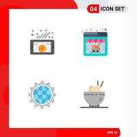 Group of 4 Flat Icons Signs and Symbols for marketing globe social network web business Editable Vector Design Elements