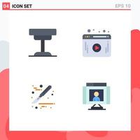 Pictogram Set of 4 Simple Flat Icons of decor scalpel interior web call Editable Vector Design Elements