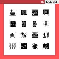 Group of 16 Solid Glyphs Signs and Symbols for concert journey app locker development Editable Vector Design Elements