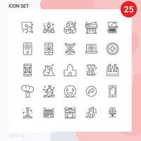 Line Pack of 25 Universal Symbols of devices technology japanese laptop piano Editable Vector Design Elements