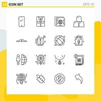 Outline Pack of 16 Universal Symbols of moustache finance shopping business globe Editable Vector Design Elements