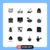 Universal Icon Symbols Group of 16 Modern Solid Glyphs of life repair currency construction jacket Editable Vector Design Elements