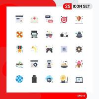 Group of 25 Modern Flat Colors Set for target arrow mail programming development Editable Vector Design Elements