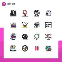 16 Thematic Vector Flat Color Filled Lines and Editable Symbols of internet lock video document paint Editable Creative Vector Design Elements