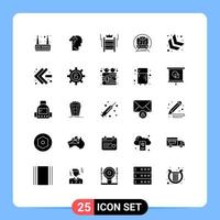 Group of 25 Solid Glyphs Signs and Symbols for arrow trian ladder transport business Editable Vector Design Elements