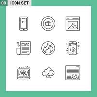 Stock Vector Icon Pack of 9 Line Signs and Symbols for camping marketing communication business tips user Editable Vector Design Elements