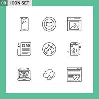 Stock Vector Icon Pack of 9 Line Signs and Symbols for camping marketing communication business tips user Editable Vector Design Elements