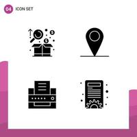 Pack of creative Solid Glyphs of analysis printer graph location office Editable Vector Design Elements