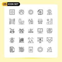 Modern Set of 25 Lines Pictograph of pop design sun application app Editable Vector Design Elements