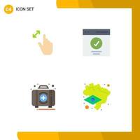 paquete de línea de vector editable de 4 iconos planos simples de expansión de la interfaz de ampliación de usuario elementos de diseño de vector editable de emergencia