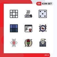 Set of 9 Modern UI Icons Symbols Signs for love setting game web page layout Editable Vector Design Elements