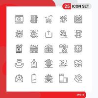 Modern Set of 25 Lines and symbols such as document creative brightness art filter Editable Vector Design Elements