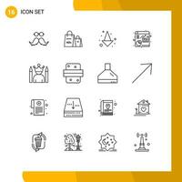 Outline Pack of 16 Universal Symbols of idol report shopping ad file full Editable Vector Design Elements