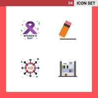 Set of 4 Modern UI Icons Symbols Signs for cancer sign strategy achievement wreath living Editable Vector Design Elements